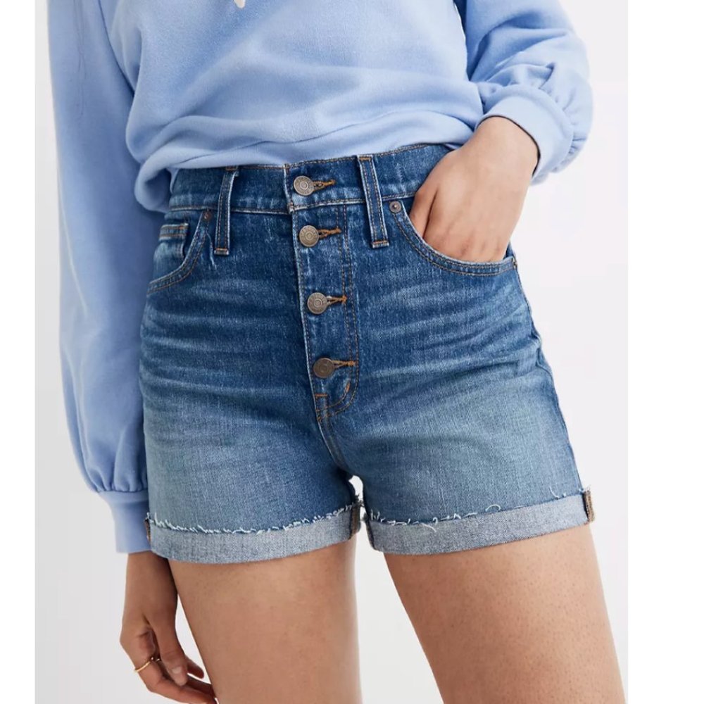Madewell High Rise Button Front Denim Shorts